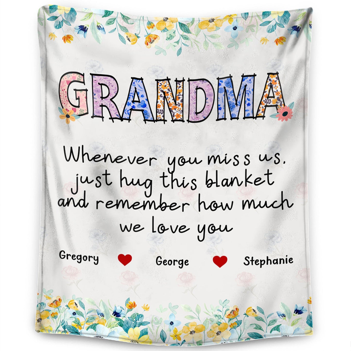 Personalized Hug To Remember Blanket With Names - Custom Gift for Grandmother/Mother - Mother's Day