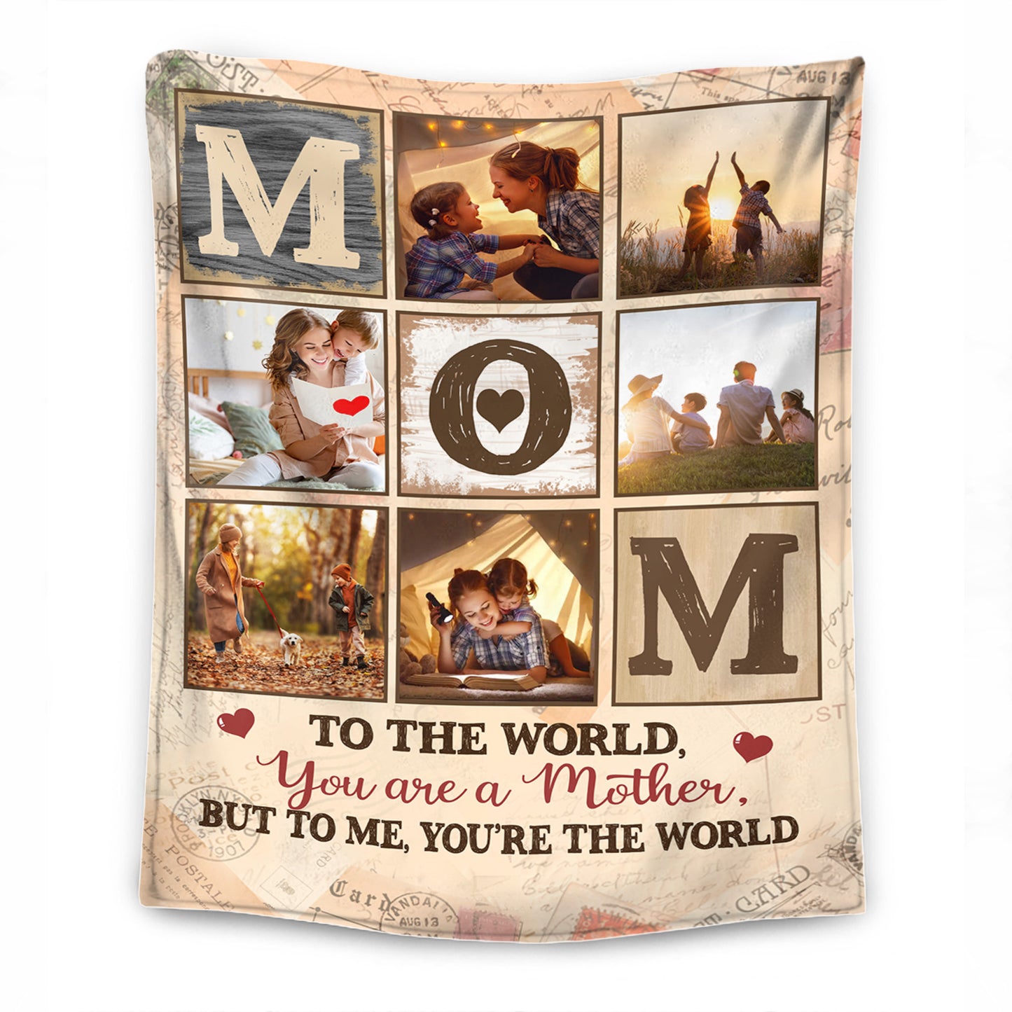 Mom, You Are My World – Personalized Photo Blanket for Mother - Mother's Day