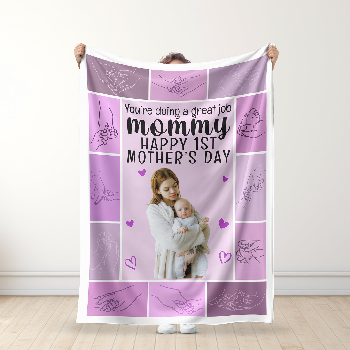 Our First Mother’s Day – Personalized Photo Blanket for New Moms - Mother's Day