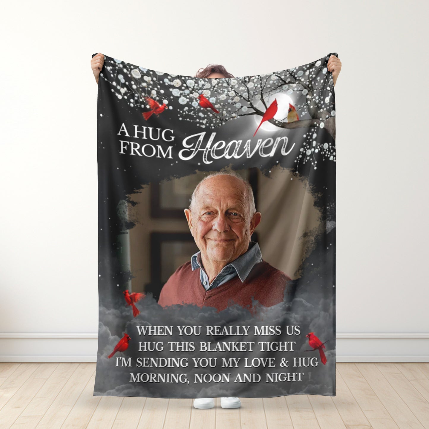 A Hug From Heaven - Personalized Photo Memorial Blanket