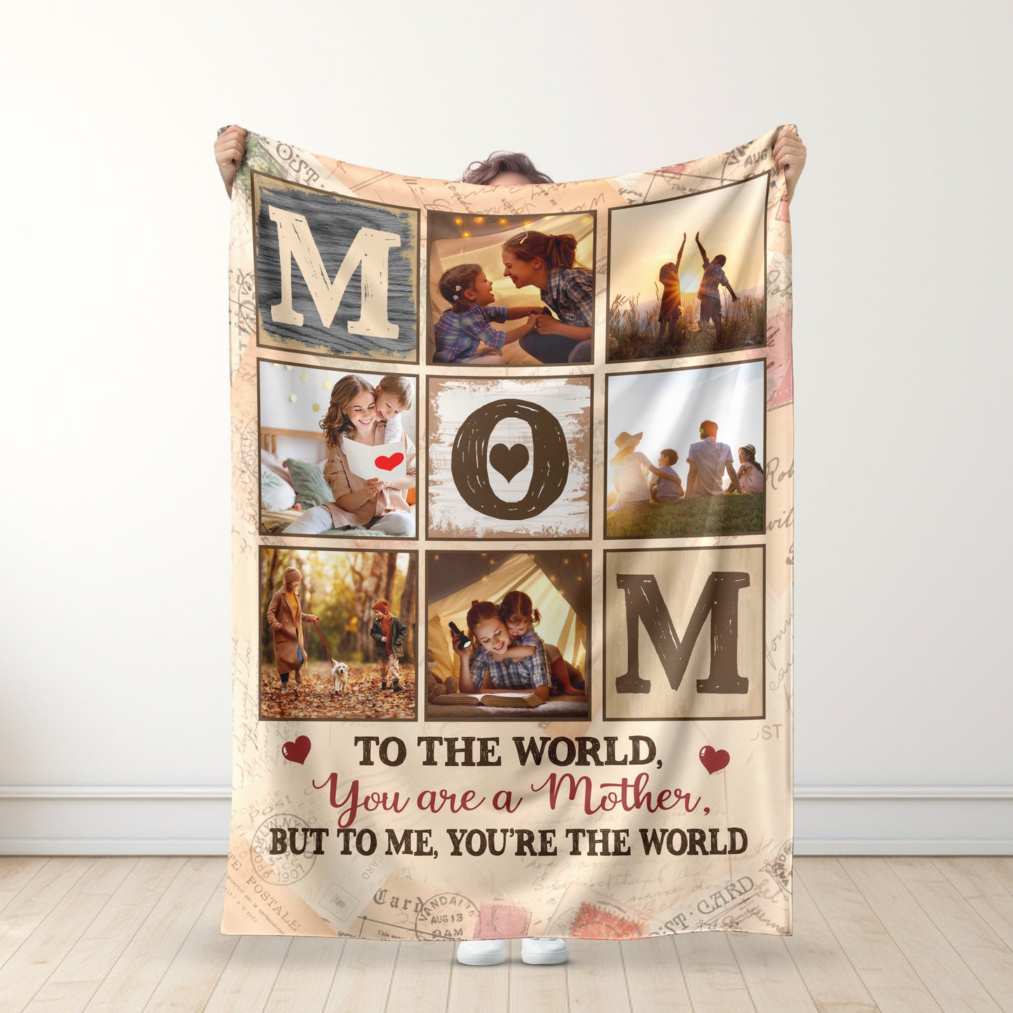 Mom, You Are My World – Personalized Photo Blanket for Mother - Mother's Day