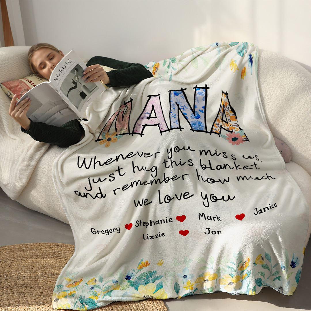 Personalized Hug To Remember Blanket With Names - Custom Gift for Grandmother/Mother - Mother's Day