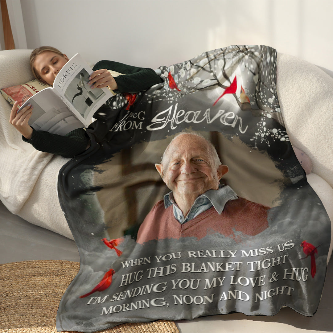 A Hug From Heaven - Personalized Photo Memorial Blanket