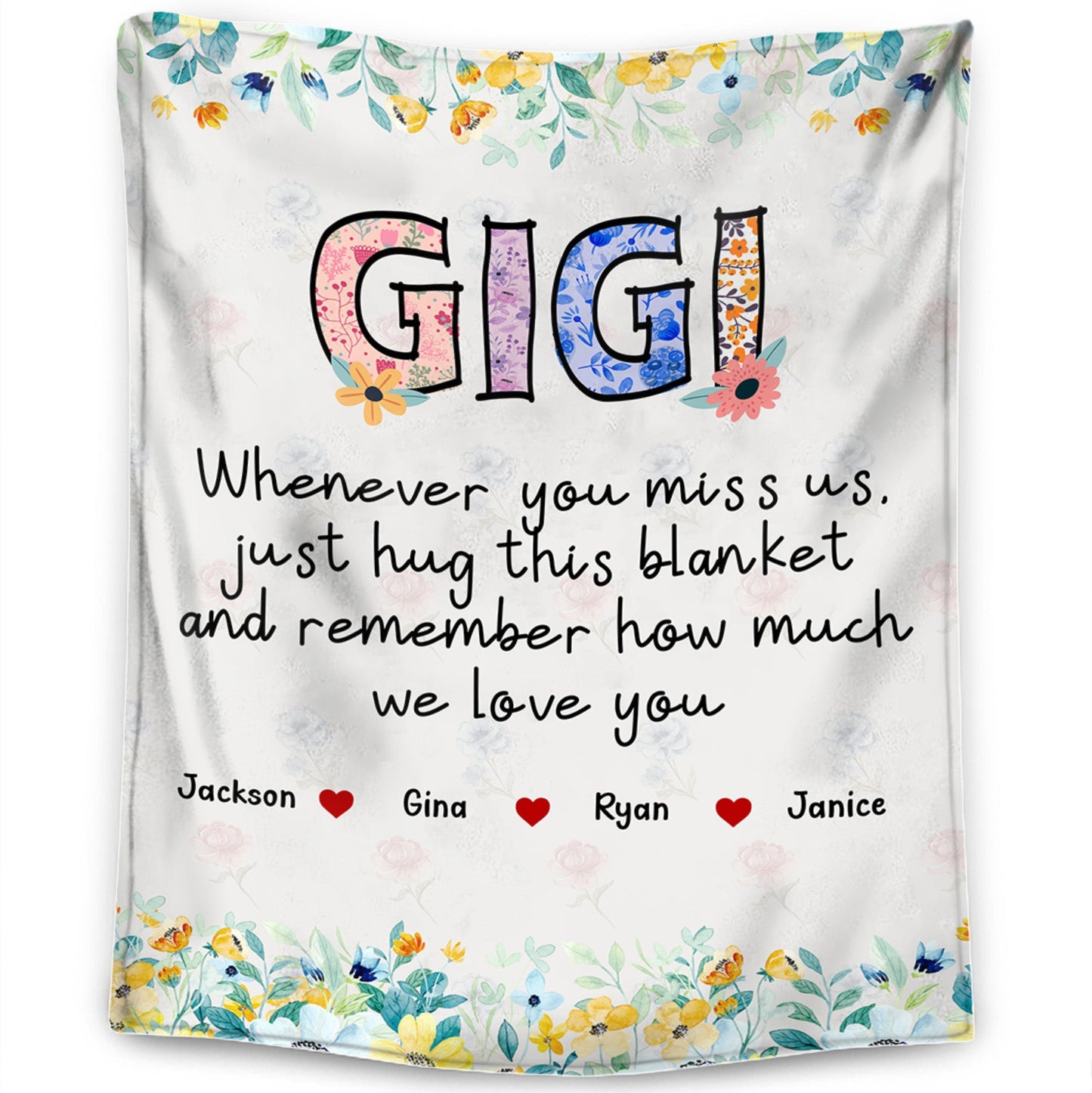 Personalized Hug To Remember Blanket With Names - Custom Gift for Grandmother/Mother - Mother's Day