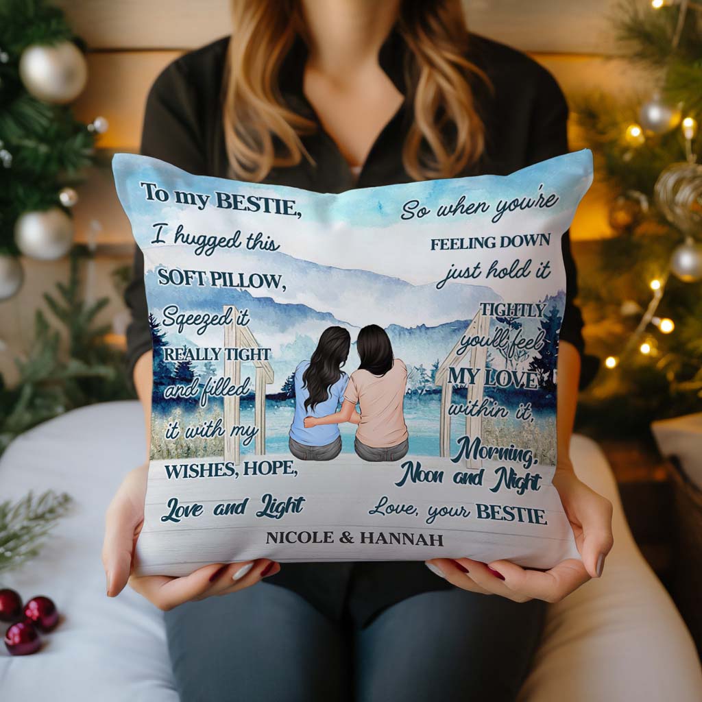 To My Bestie - I Hugged This Soft Pillow - Custom Pillow - Ver 1