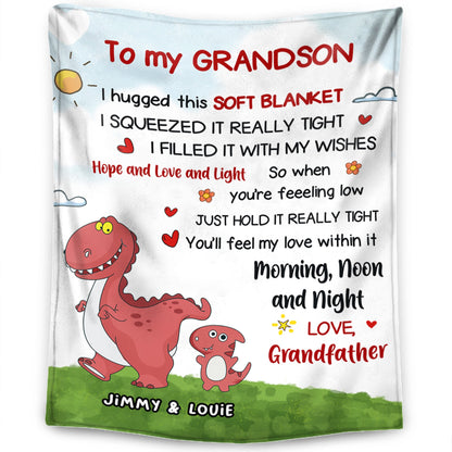 To My Granddaughter/Grandson - Personalized Dinosaur Themed Premium Blanket