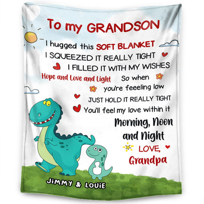 To My Granddaughter/Grandson - Personalized Dinosaur Themed Premium Blanket