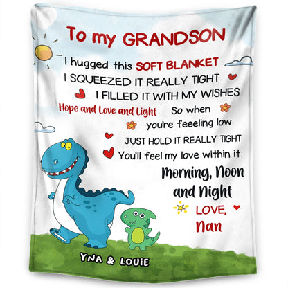 To My Granddaughter/Grandson - Personalized Dinosaur Themed Premium Blanket