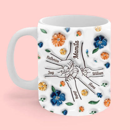 Hands That Raised Us - Personalized 3D Effect Family Mug for Mom