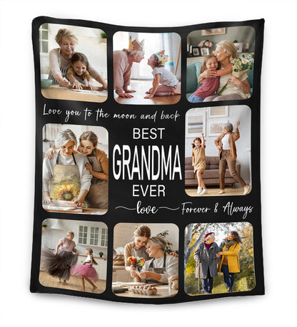 Forever & Always - Personalized Photo Blanket for Grandma with Family Photos - Mother's day