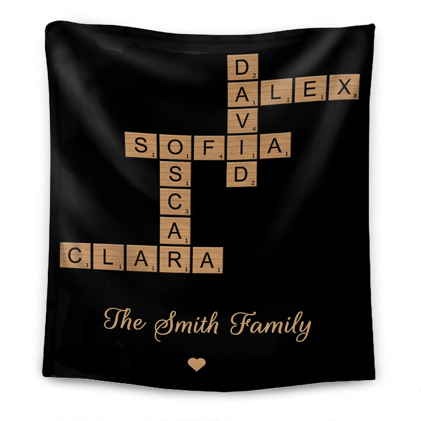 Personalized Family Crossword Blanket - Custom Christmas Gift for Family