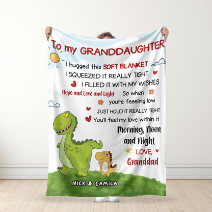 To My Granddaughter/Grandson - Personalized Dinosaur Themed Premium Blanket