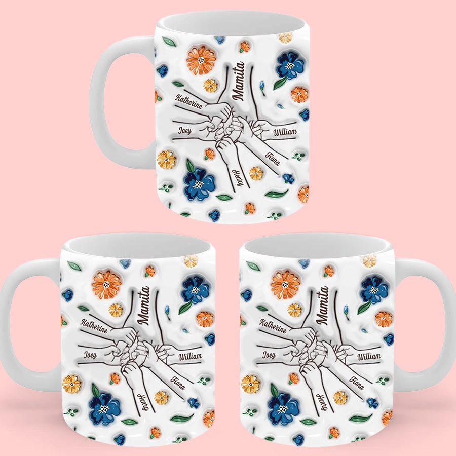 Hands That Raised Us - Personalized 3D Effect Family Mug for Mom