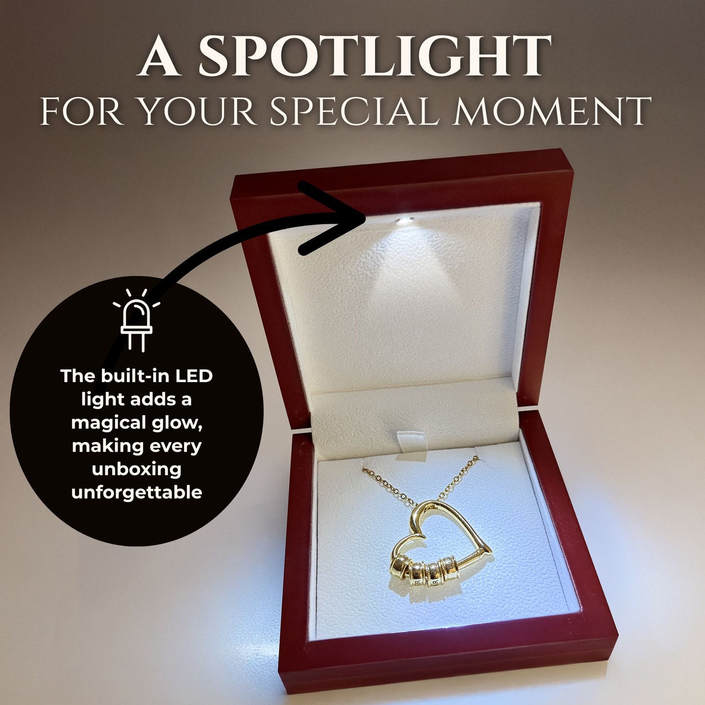 Elegant Heart Necklace with Engraved Beads