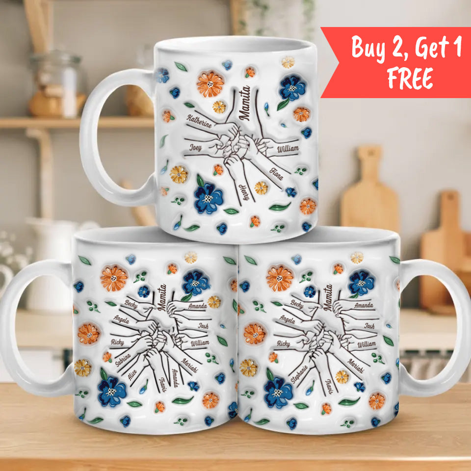 Hands That Raised Us - Personalized 3D Effect Family Mug for Mom