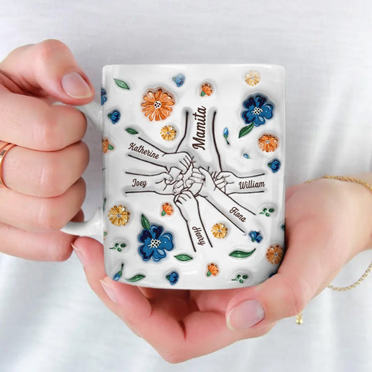 Hands That Raised Us - Personalized 3D Effect Family Mug for Mom