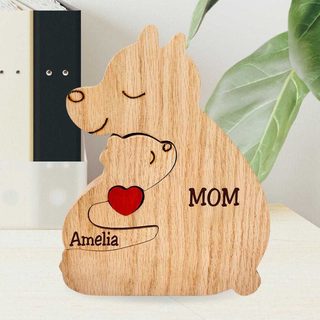 Personalized Wooden Bear Puzzle for Single Parents