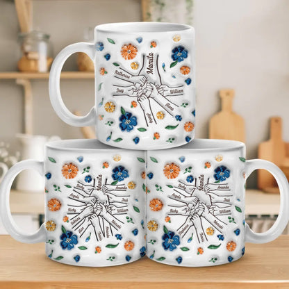 Hands That Raised Us - Personalized 3D Effect Family Mug for Mom